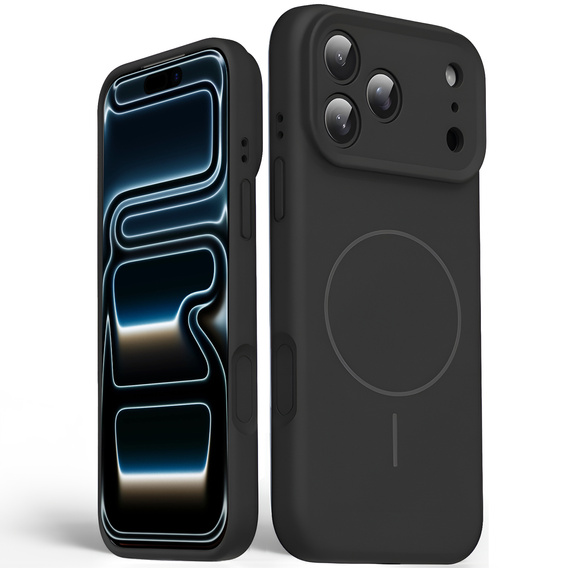 Silikonové pouzdro pro iPhone 17 Pro, pro MagSafe, proti nárazu, černé