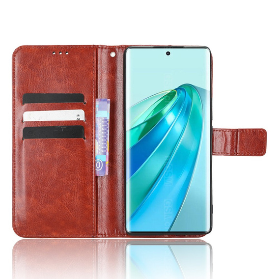 Klopové pouzdro pro Honor Magic 5 Lite, Crazy Horse Wallet, hnědé