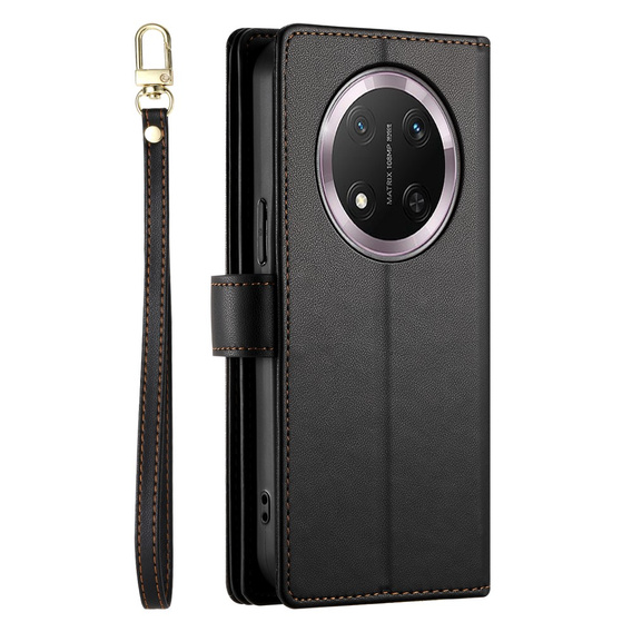 Klopové pouzdro pro Honor Magic 7 Lite, Wallet Zipper Pocket, černé