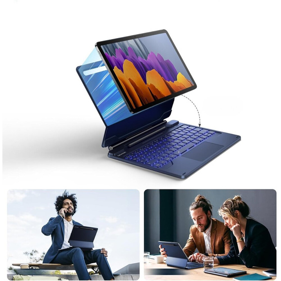 Pouzdro s klávesnicí pro Samsung Galaxy Tab S10 Lite / S10 FE / S9 FE / S9, Dexnor Magnetic Keyboard Touchpad, modré