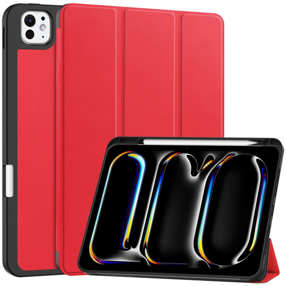 Pouzdro pro iPad Pro 11" 2024 (5 gen.), Smartcase s prostorem pro stylus, červené