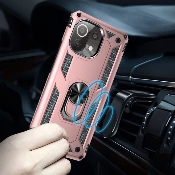 Pancéřové pouzdro pro Xiaomi Mi 11 Lite / Mi 11 Lite 5G / 11 Lite 5G NE, Nox Case Ring, růžové rose gold
