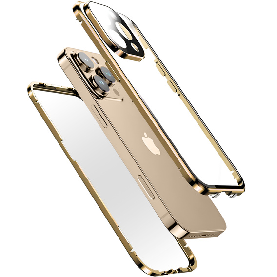Pouzdro pro iPhone 16 Pro Max, Magnetic Dual Glass, zlaté