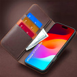QIALINO kožené peněženkové flipové pouzdro pro iPhone 17 Pro Max - hnědé