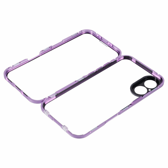 Pouzdro pro iPhone 16, Magnetic Dual Glass, fialové