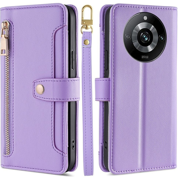 Klopové pouzdro pro Realme 11 Pro 5G / Pro+ 5G, Wallet Zipper Pocket, fialové