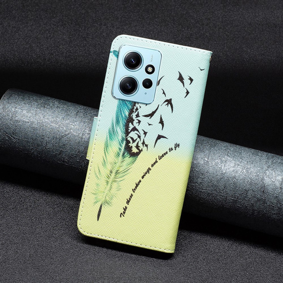 Klopové pouzdro pro Xiaomi Redmi Note 12 4G, Wallet, feather, modré