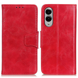 Klopové pouzdro pro Samsung Galaxy S25 Edge, Crazy Horse Wallet, červené