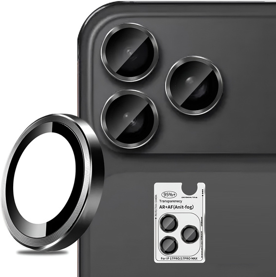 Sklo na fotoaparát ERBORD OPTIK Pro pro iPhone 17 Pro / 17 Pro Max, černé