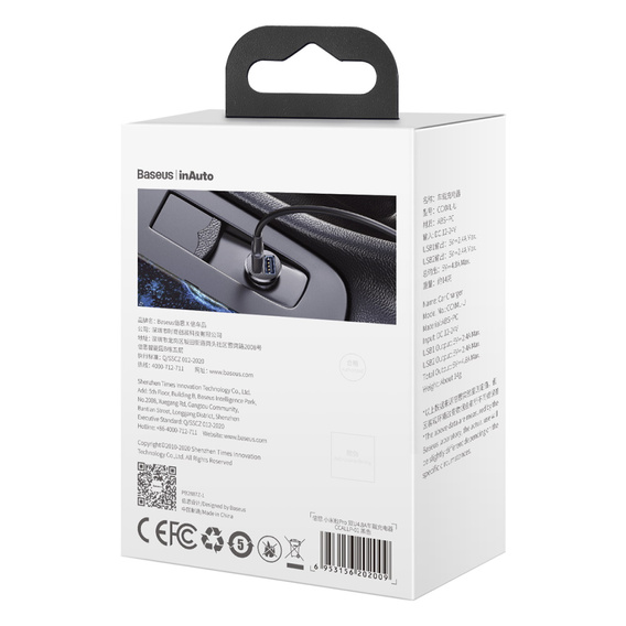 Baseus nabíječka do auta Grain Pro 2x USB 4,8A pro zařízení napájená přes USB – univerzální