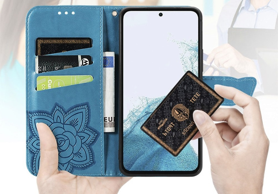 Klopové pouzdro pro Samsung Galaxy A56, Butterfly, modré