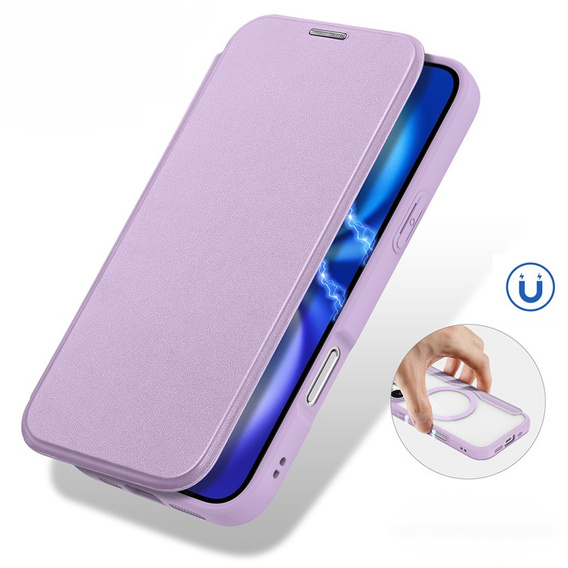 Pouzdro Dux Ducis pro iPhone 17, Skin X Pro, s klopou, pro MagSafe, fialové