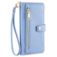 Klopové pouzdro pro Samsung Galaxy A16, Wallet Zipper Pocket, modré