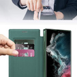 Klopové pouzdro pro Samsung Galaxy S22 Ultra 5G, RFID Wallet MagSafe CamShield, zelené