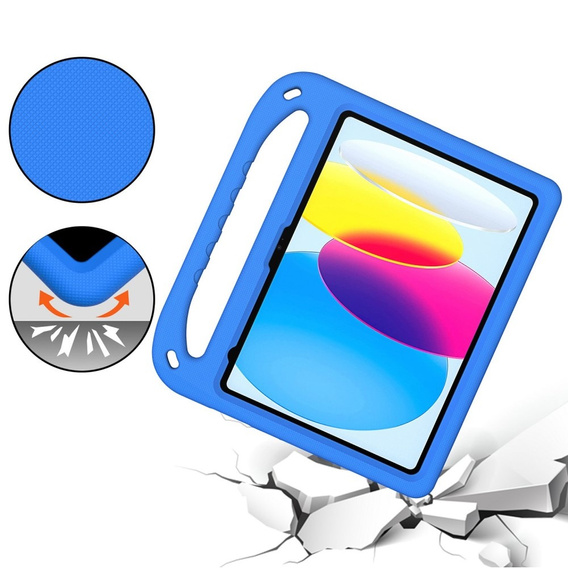 Dětské pouzdro pro iPad 11" 2025 A16 (11 gen.) / iPad 10.9" 2022 (10 gen.), s rukojetí, modré