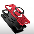 Pouzdro pro iPhone 16, pancéřované se stojánkem a deskou na rukojeť, červené
