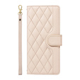 Pouzdro s klopou pro iPhone 16E, Rhombus Crossbody Leather, béžové