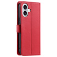 Pouzdro s klopou pro iPhone 16 Plus, Rhombus Crossbody Leather, červené