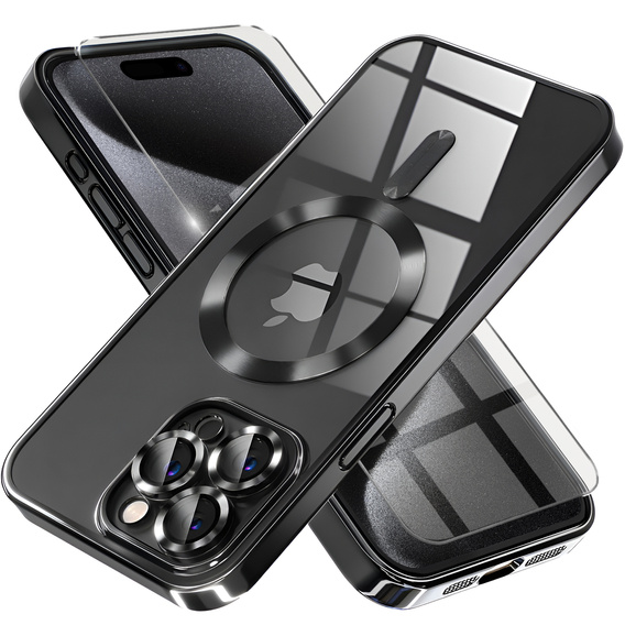 Pouzdro pro iPhone 15 Pro, Electro MagSafe, černé + sklo na displej