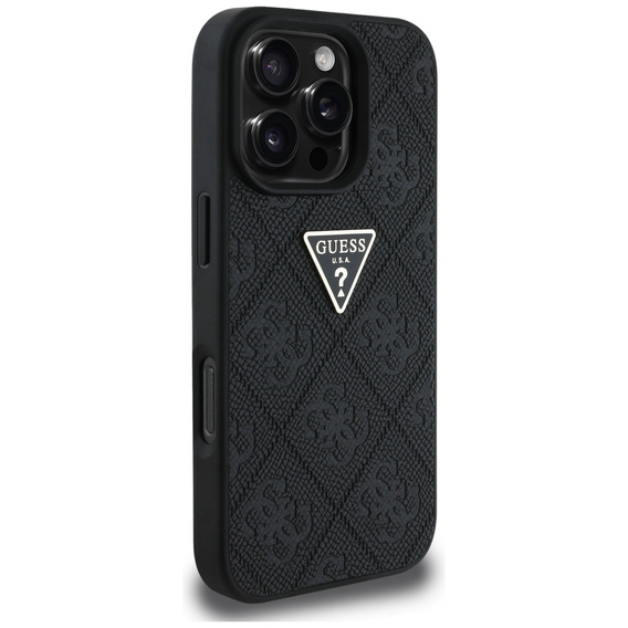 Pouzdro Guess Grained Hot Stamp 4G Triangle Metal pro iPhone 16 Pro Max