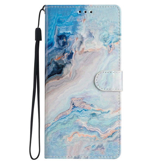 Klopové pouzdro pro Samsung Galaxy A25 5G, Wallet Marble, modré + 9H sklo 