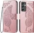 Klopové pouzdro pro Samsung Galaxy M55 5G, Butterfly, růžové rose gold