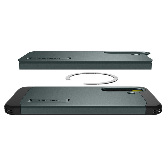 Pouzdro Spigen pro Samsung Galaxy S25+ Plus, Tough Armor Mag MagSafe, zelené + 9H tvrzené sklo