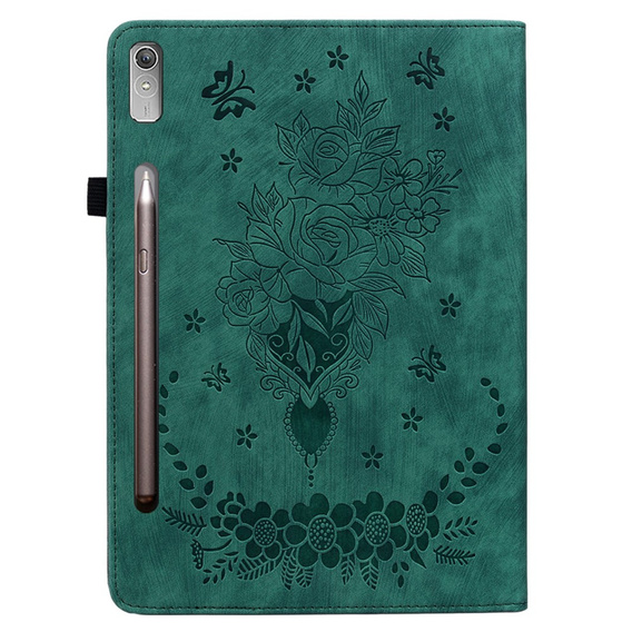 Pouzdro s klopou pro Lenovo Tab P12, flower, zelené