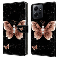 Klopové pouzdro pro Xiaomi Redmi Note 12 4G, Wallet Butterfly, černé