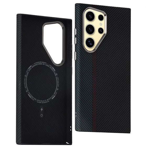 Pouzdro pro Samsung Galaxy S23 Ultra, Carbon Fiber MagSafe, černá / modrá