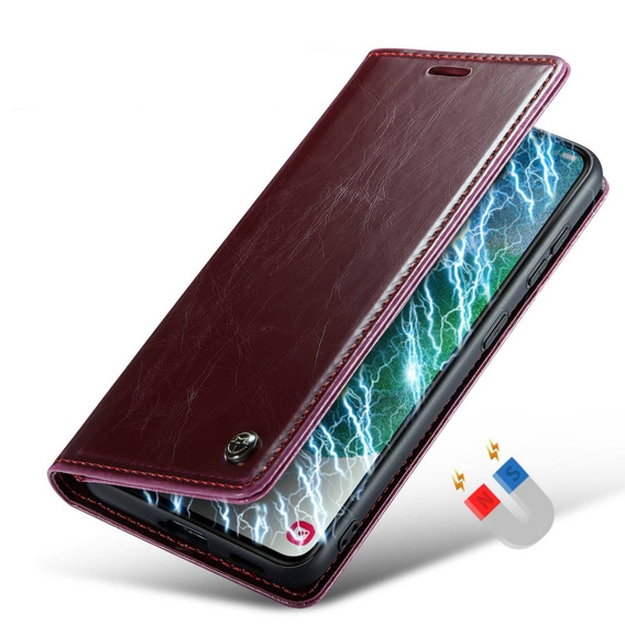 CASEME flipové pouzdro pro Samsung Galaxy S21 FE, Waxy Textured, červené