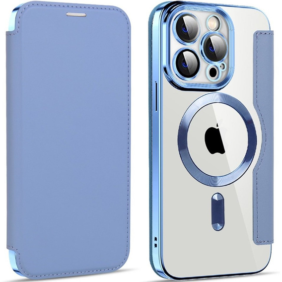 Klopové pouzdro pro iPhone 14 Pro, RFID Wallet MagSafe CamShield, modré