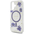 Pouzdro GUESS HC MagSafe Resin Flowers and Glitter pro iPhone 16
