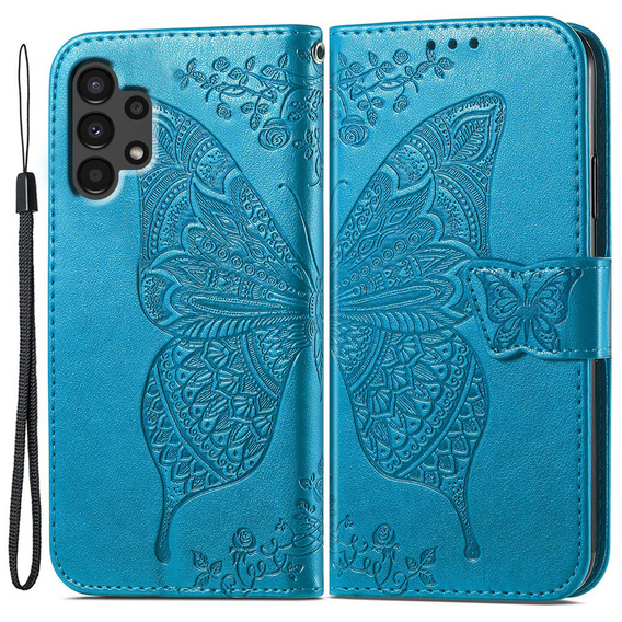Klopové pouzdro pro Samsung Galaxy A13 4G, Butterfly, modré