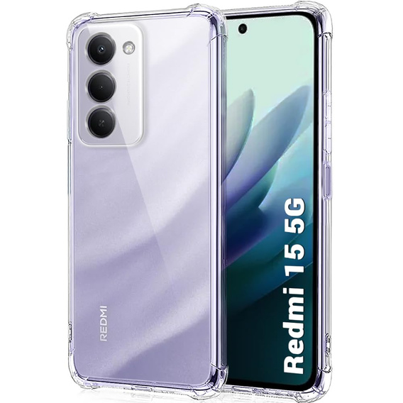 Pouzdro pro Xiaomi Redmi 15 5G / 4G, vyztužené, s ochranou fotoaparátu, průhledné