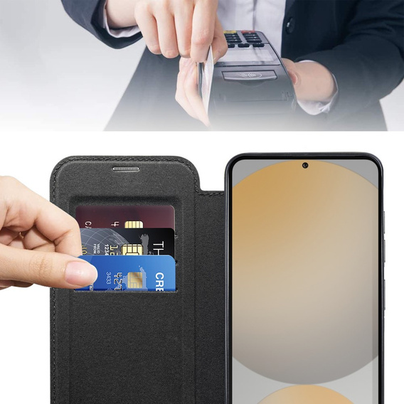 Klopové pouzdro pro Samsung Galaxy S24 FE, RFID Wallet MagSafe CamShield, černé
