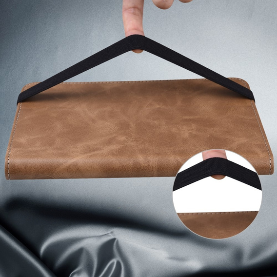 Pouzdro pro Samsung Galaxy Tab S10 Lite / S10 FE / S9 FE / S9, Classic, s prostorem pro stylus, hnědé