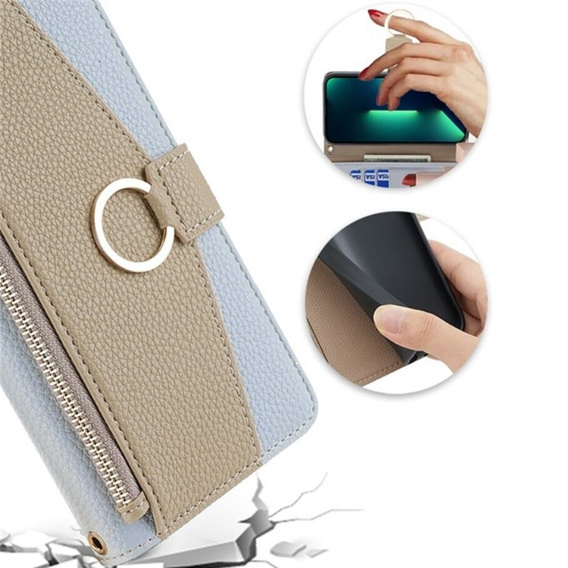 Flipové pouzdro Wallet Zipper Pocket pro iPhone 7 / 8 / SE (2020) / SE (2022), Wallet Zipper Pocket, se zrcátkem, modré
