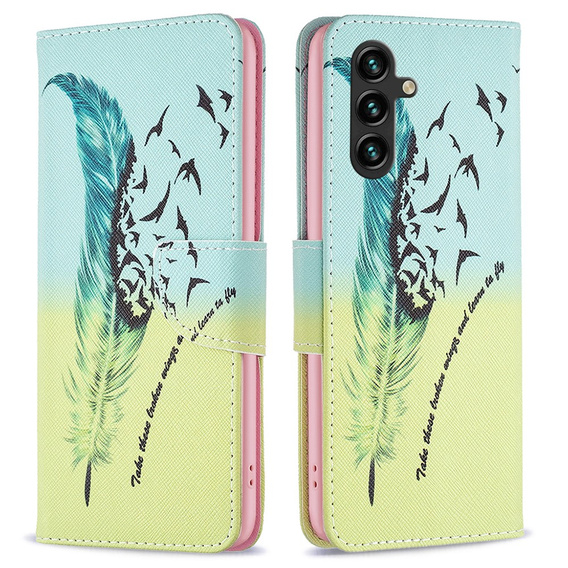 Klopové pouzdro pro Samsung Galaxy A55 5G, Wallet, Feather, modré