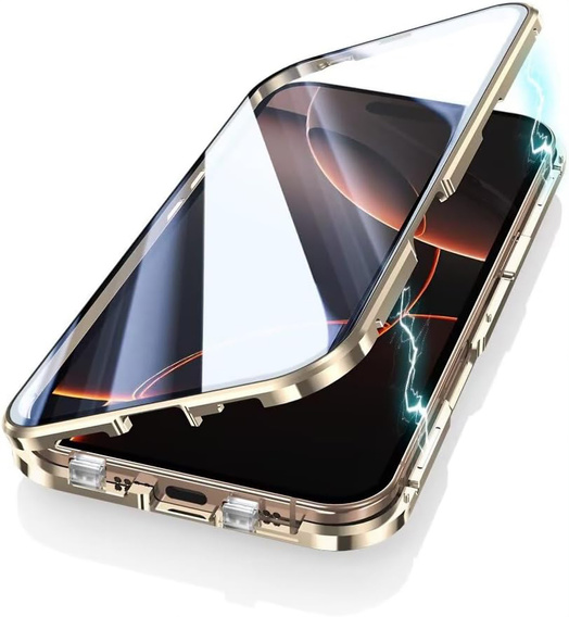Pouzdro pro iPhone 16 Pro Max, Magnetic Dual Glass, zlaté