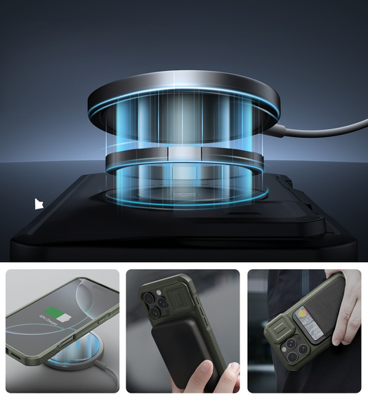 Pancéřové pouzdro pro iPhone 16, Dexnor CamProtect MagSafe, zelené