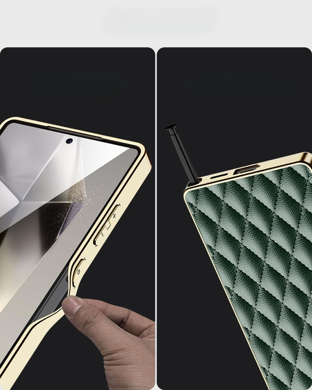 Pouzdro pro Samsung Galaxy S25 Ultra, Leather Rhombus, zelené