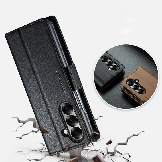 CASEME Litchi Wallet flipové pouzdro pro Samsung Galaxy Z Fold7 5G