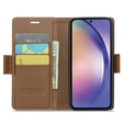 Pouzdro pro Samsung Galaxy A55, ERBORD Glossy Litchi, flipová peněženka, hnědé