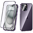 Pouzdro pro iPhone 15, Magnetic Dual Glass, fialové