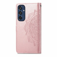 Klopové pouzdro pro Samsung Galaxy M35, Mandala, růžové rose gold