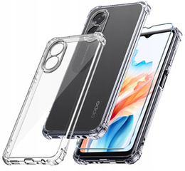Pouzdro pro Oppo A18 4G / A38 4G, Anti-Shock, průhledné + sklo 9H