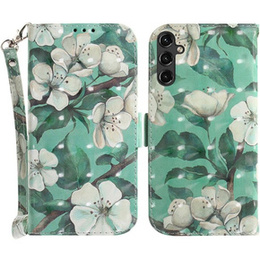 Klopové pouzdro pro Samsung Galaxy A14 4G/5G, Wallet, Flowers, bílé