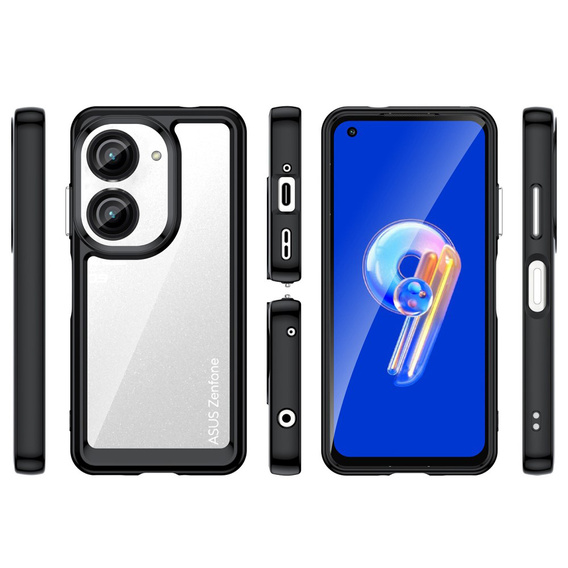 Pouzdro pro Asus Zenfone 9 5G / 10 5G, Fusion Hybrid, transparentní / černé