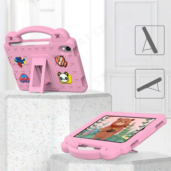 Dětské pouzdro pro iPad mini 8.3" 2021 (6 gen.) / iPad mini 8.3" 2024 (7 gen.), Cute Patterns, se stojánkem, růžové